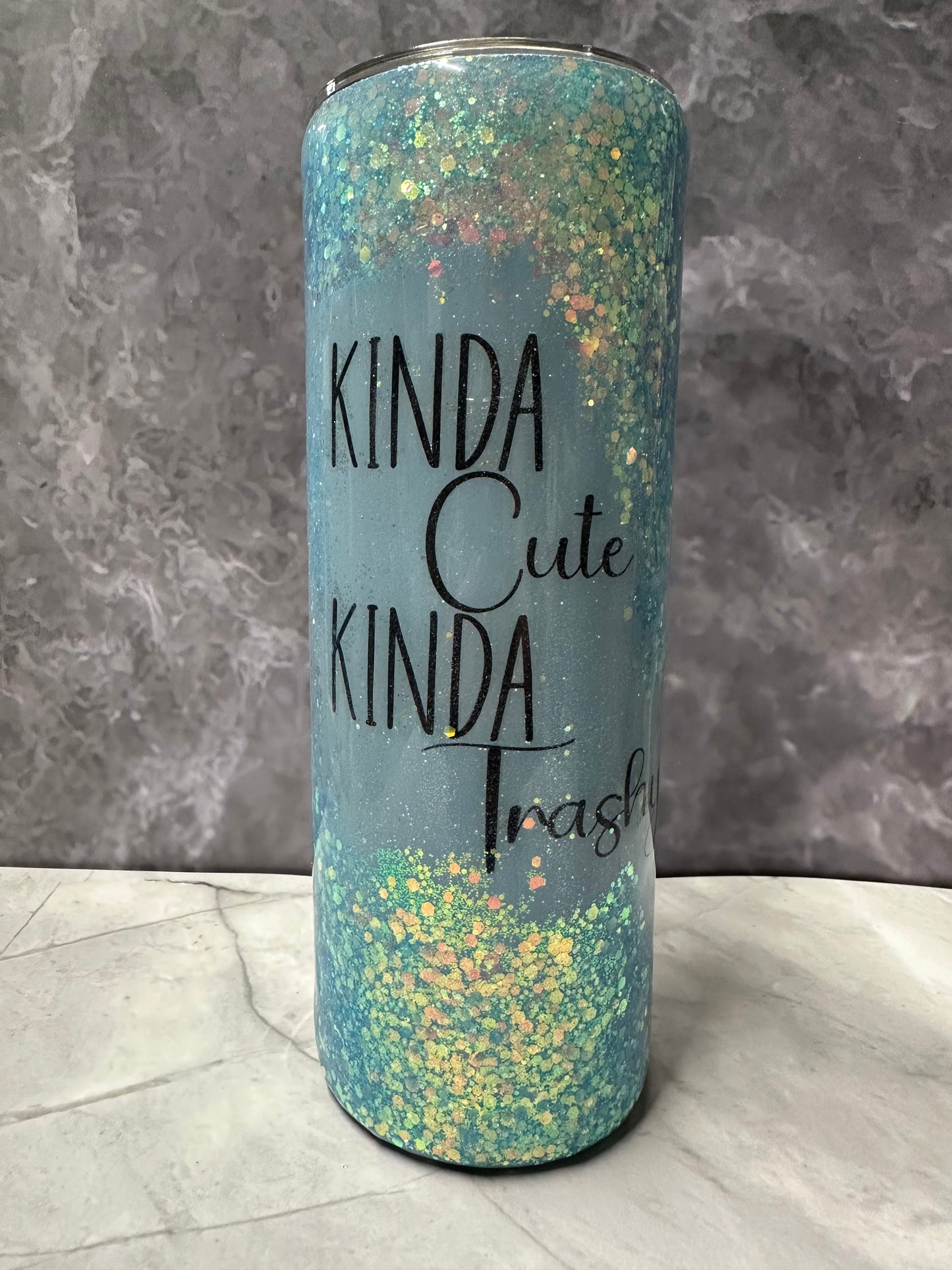 20 oz Kinda Cute Kinda Trashy blue tumbler