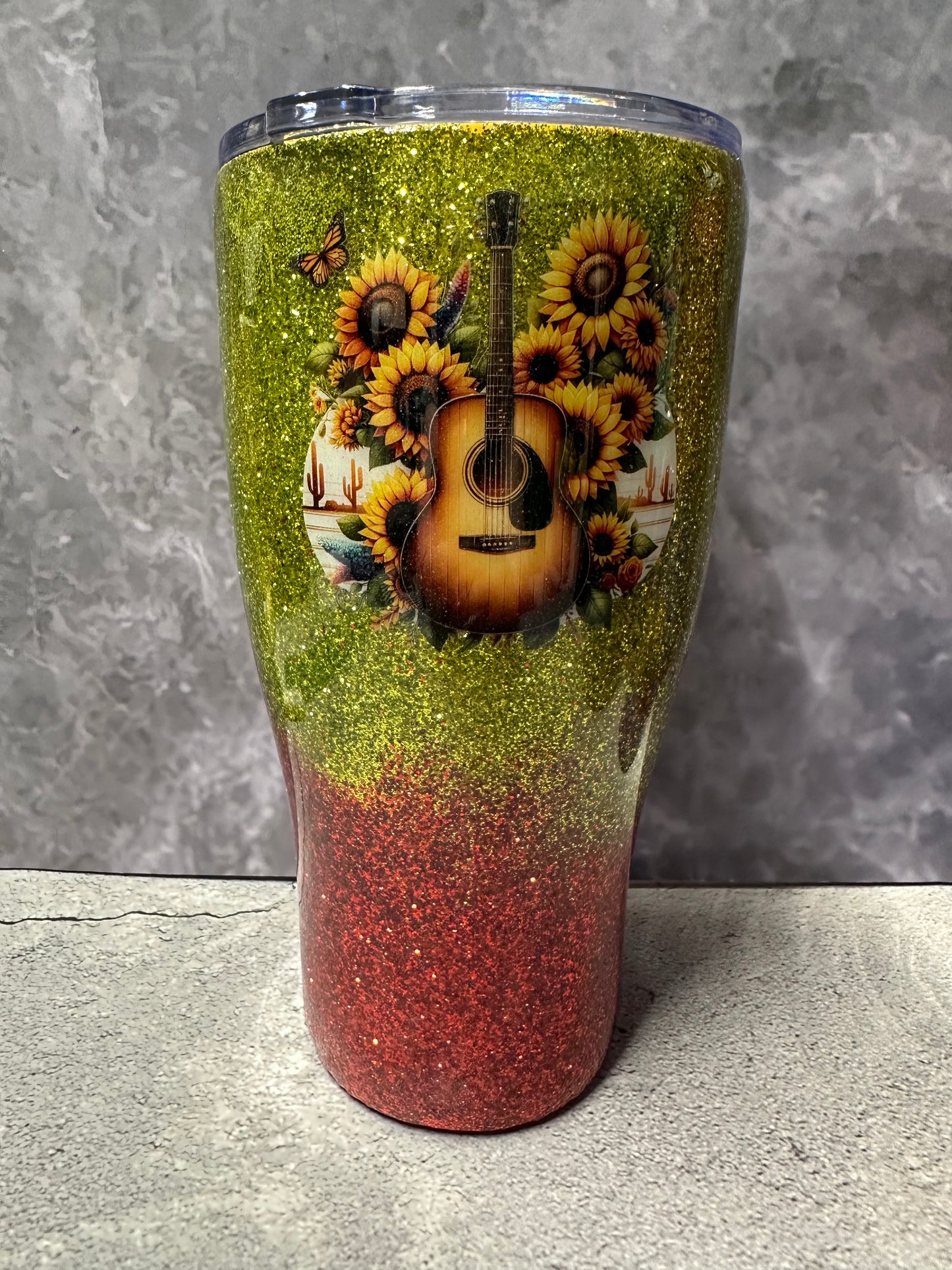 30 oz curved tumbler Dirt roads with stunning glitter background