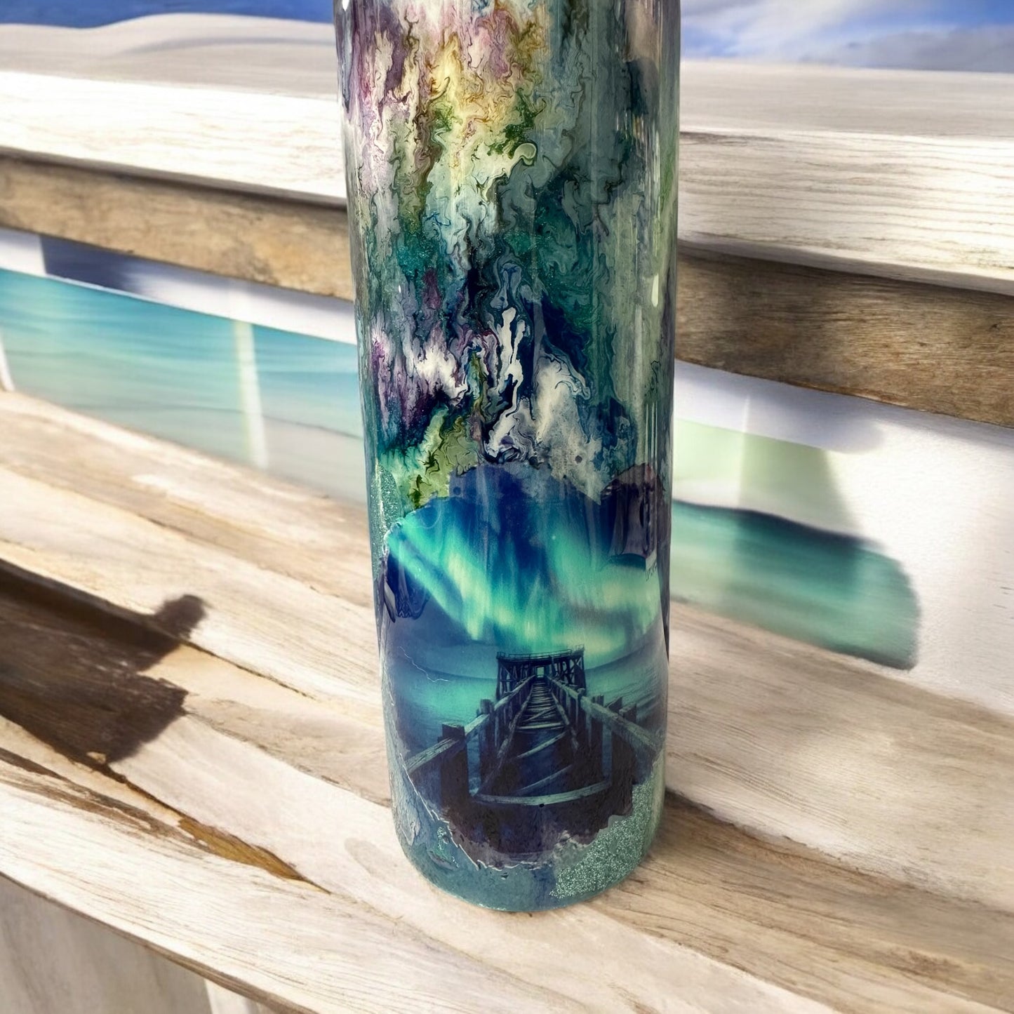 Light House teal and purple 20 oz tumbler