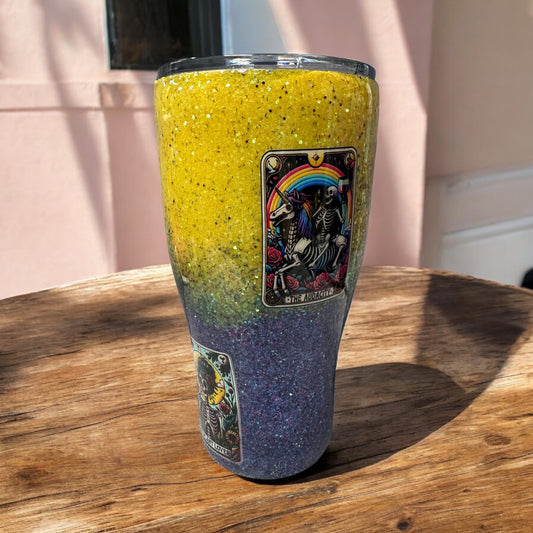 30 oz tapered Yellow and purple tarot cards