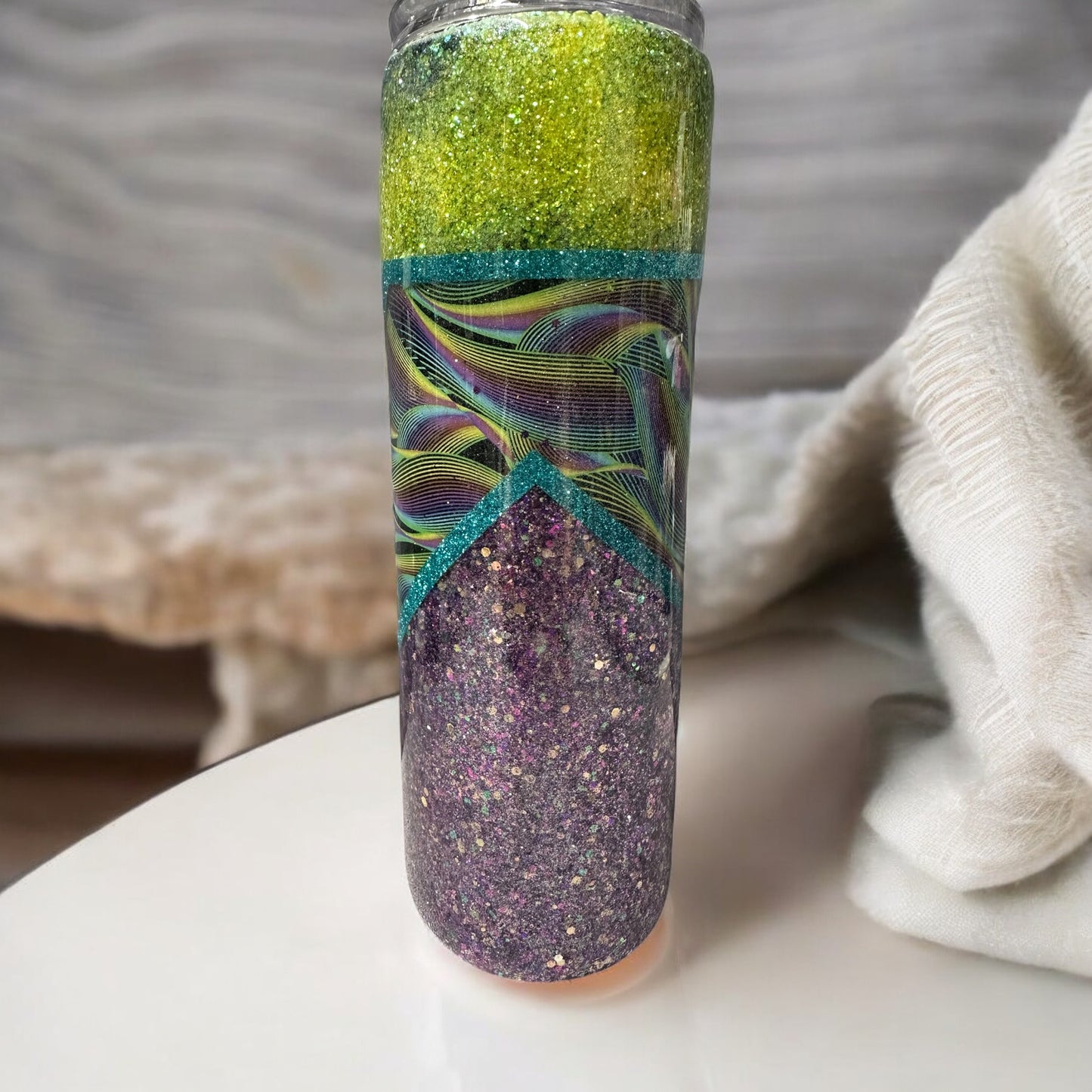 30 oz Wild colors vinyl and glitter tumbler