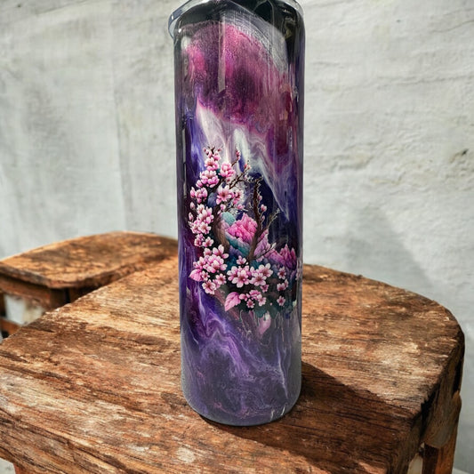 30 oz purple lovers with flowers tumbler