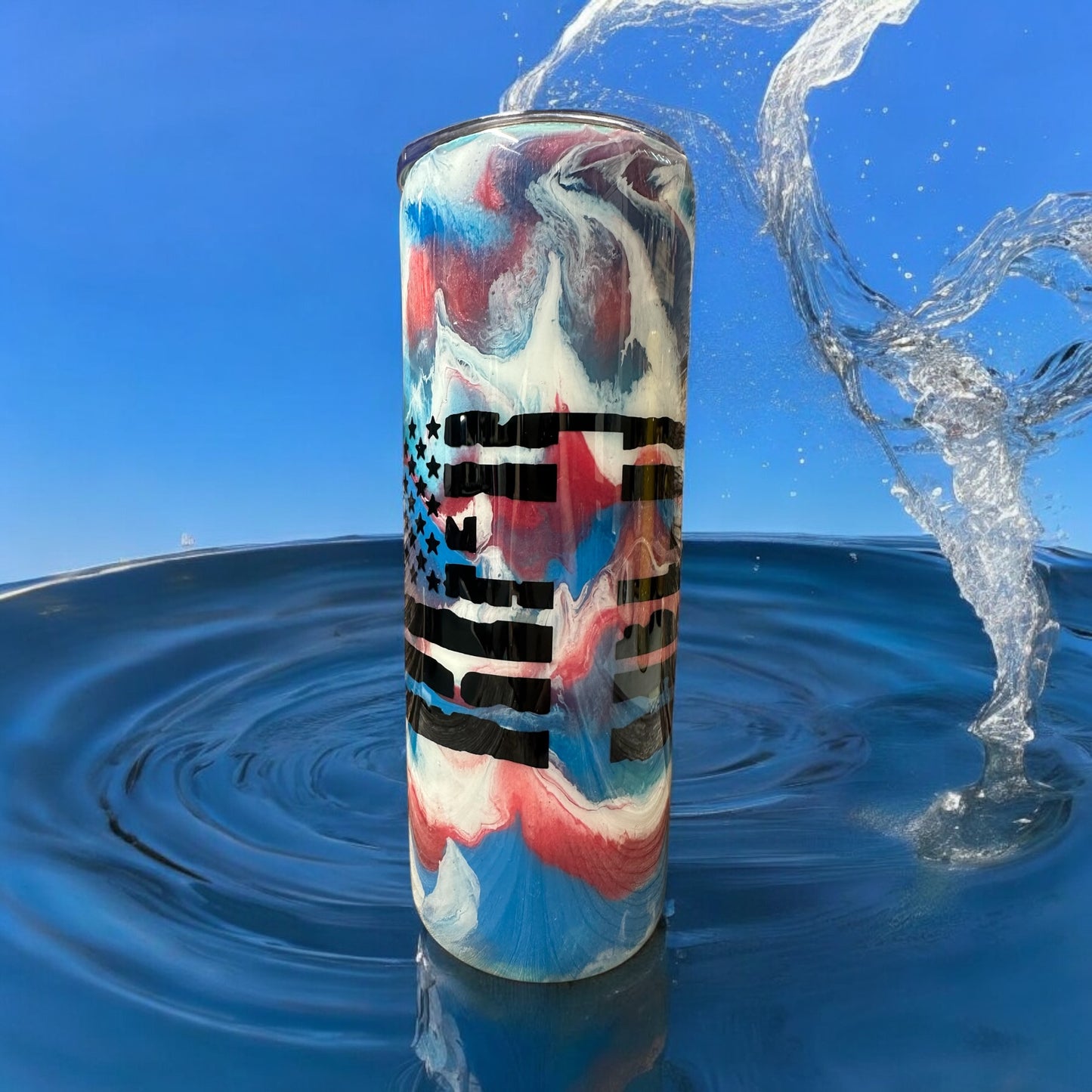 20 oz US Flag with Cross tumbler