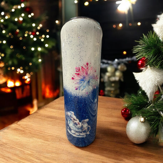 Snowflakes and Santas sleigh 20 oz tumbler