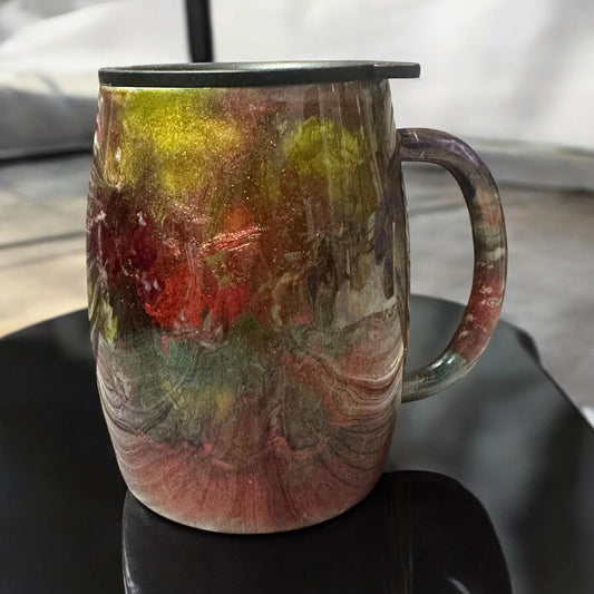 14 oz Coffee Cup Gold Red and copper