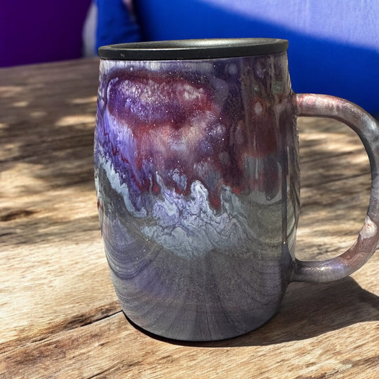 14 oz Coffee cup Blue and Copper