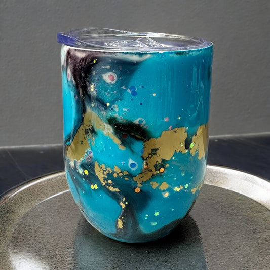 Blue and gold  wine tumbler