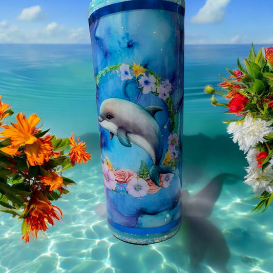 Dolphin and glitter 20oz Tumbler