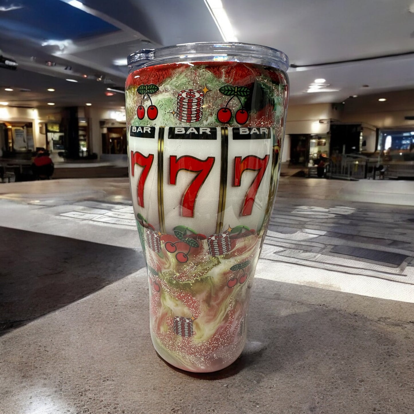 Gamblers Tumbler 30 oz 777 slots