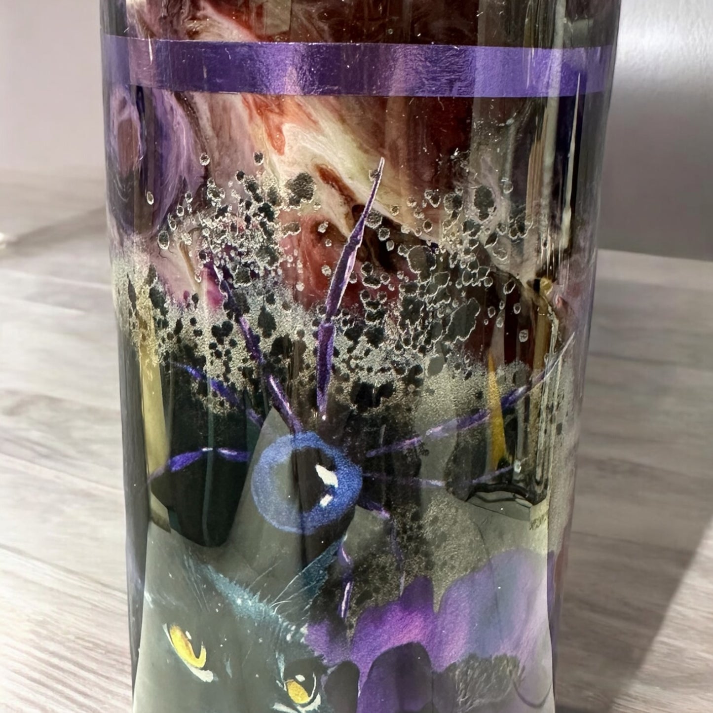 Beautiful Witch with Black Cat,spider and bat on 20 oz tumbler