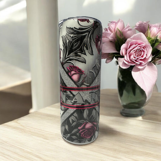 Beautiful Rose and glitter NANA 20 oz tumbler