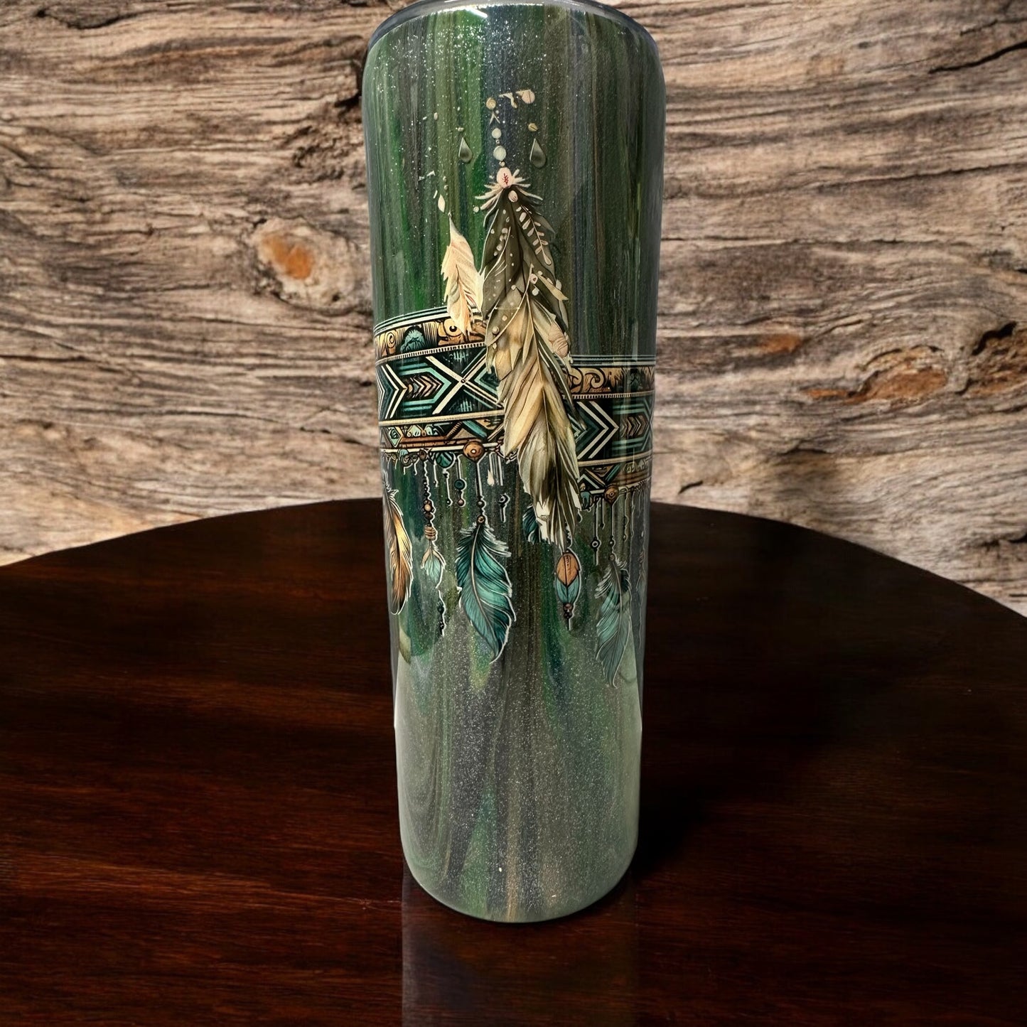 Cow skull with teal design 20 oz tumbler