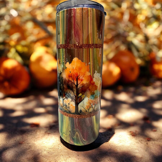 Fall Trees with stunning fall background 20 oz tumbler