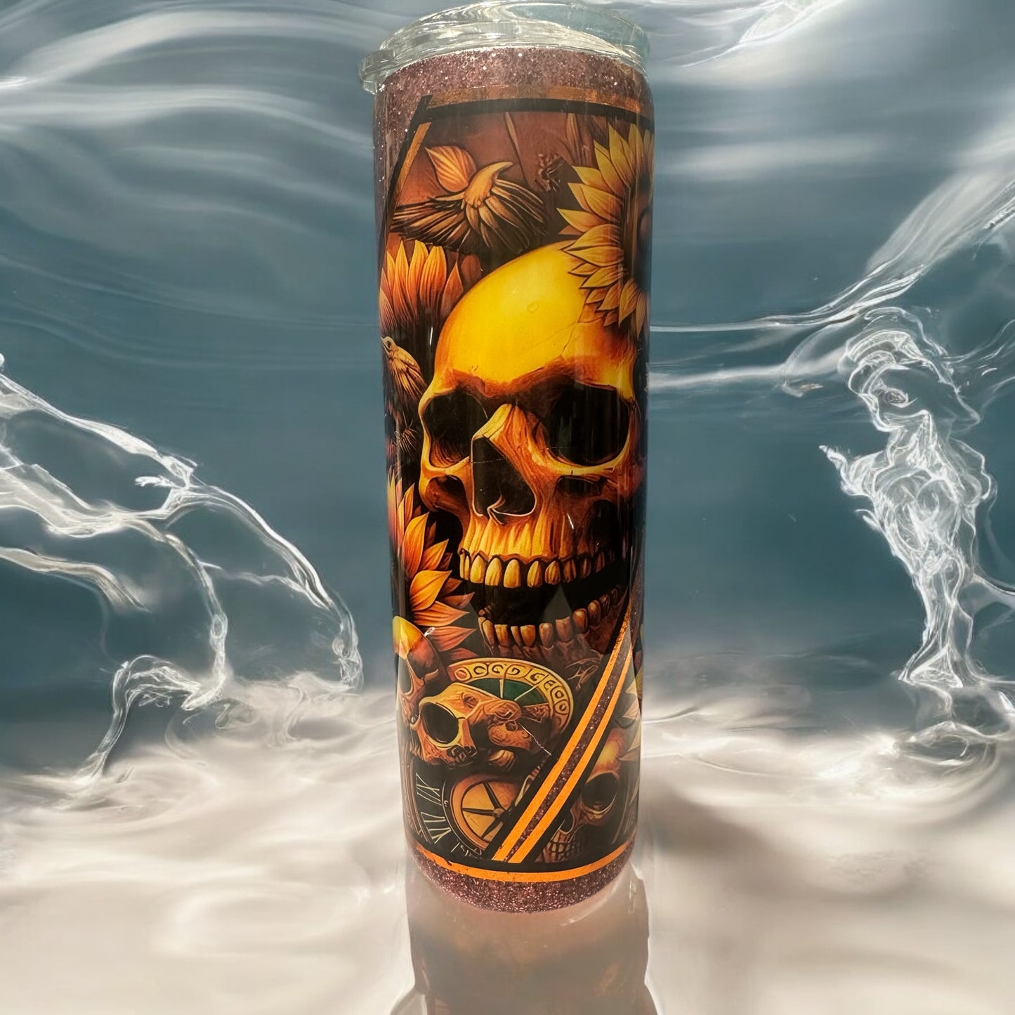 30 Oz Skull and time tumbler stunning