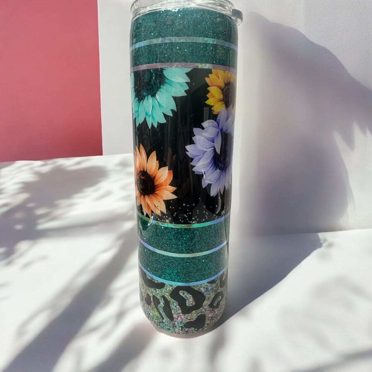 Colorful Spring flowers and leopard print 30 oz tumbler