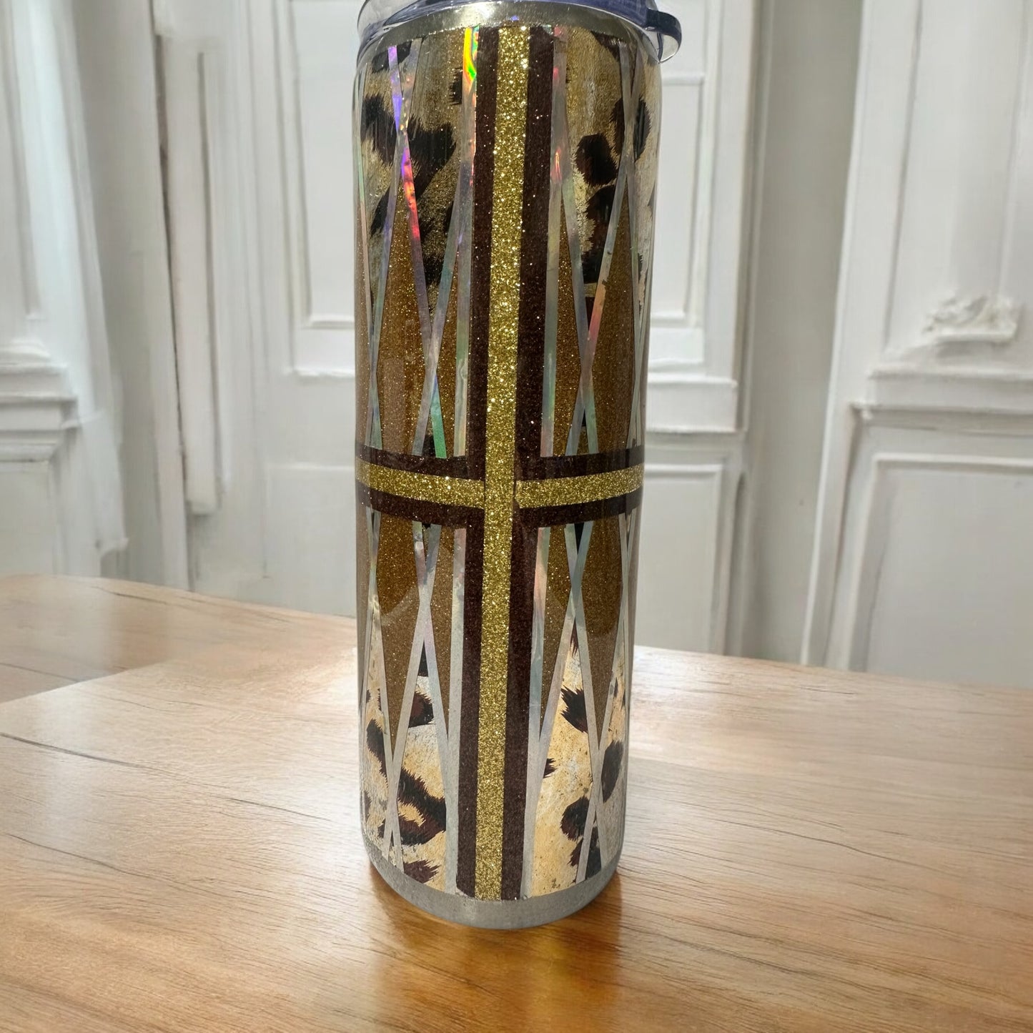 20 oz Leopard and gold tumbler