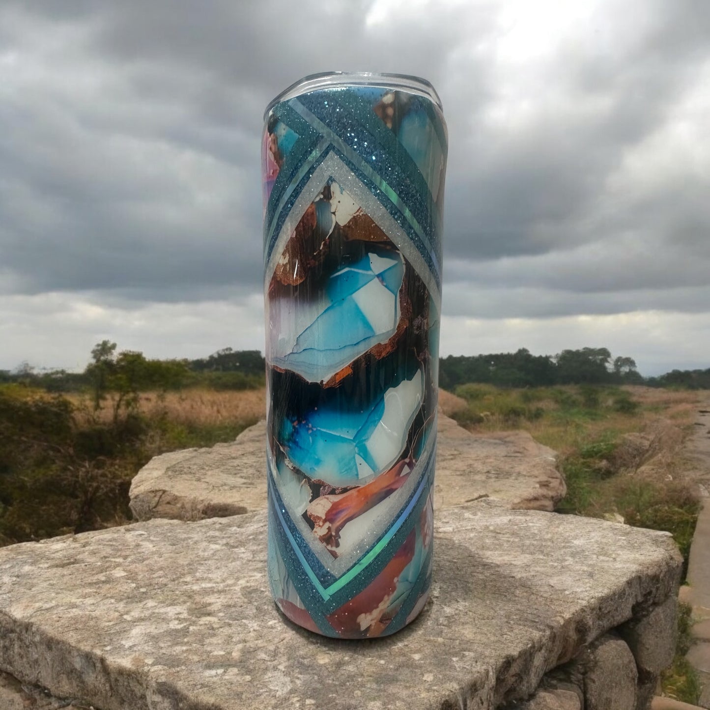 20 oz Blue gem design tumbler