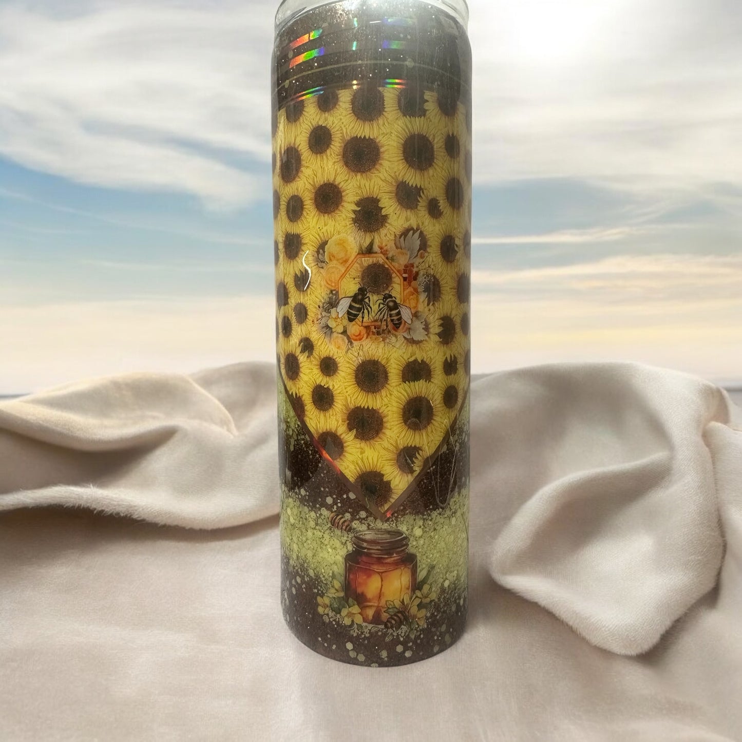 30 Stunning Vinyl Sunflower and glitter tumbler