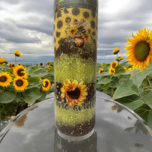 30 Stunning Vinyl Sunflower and glitter tumbler