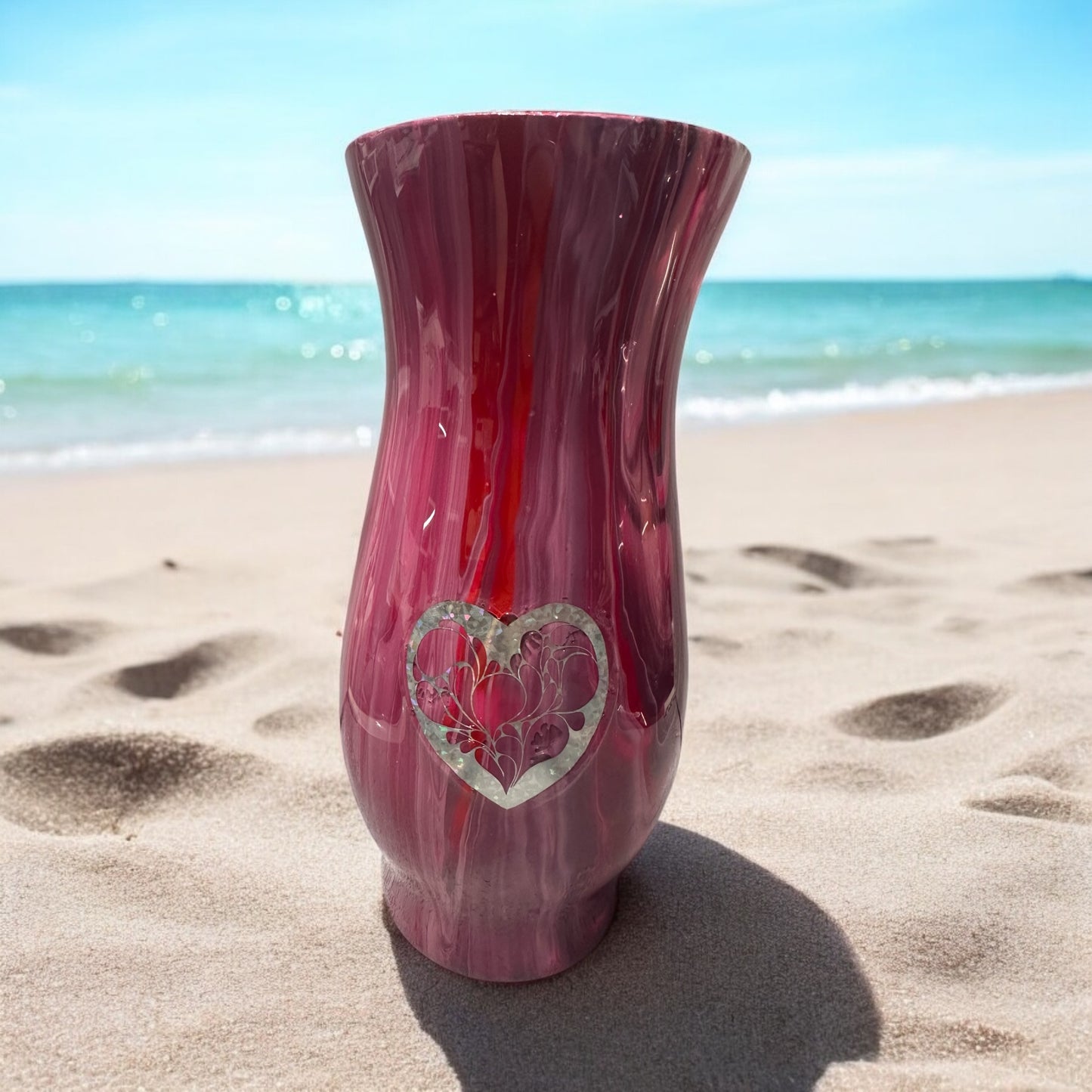 8.5 inch Valentine vase Red and Pink