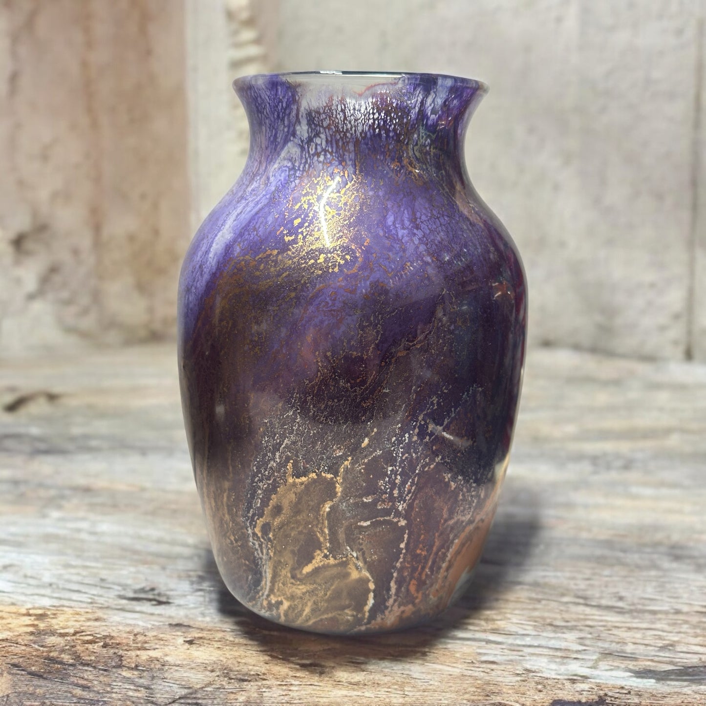 Elegant Purple and Gold 7 inch vase