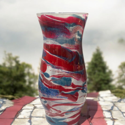 Red, White and Blue 8.5 inch tall vase