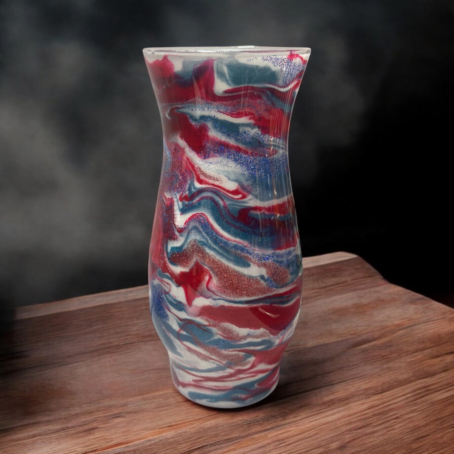 Red, White and Blue 8.5 inch tall vase