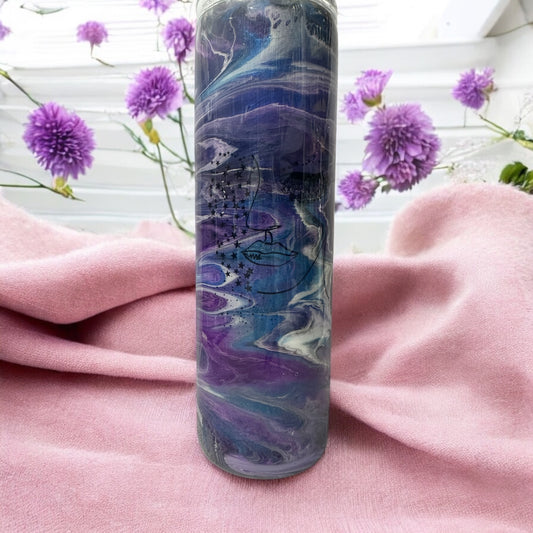 30oz Amazing Purple and Blue Swirl with outlined face