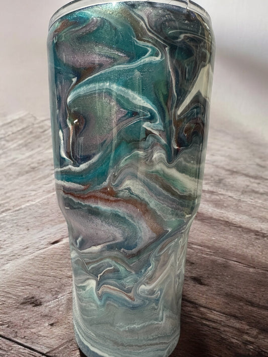 Stunning 30oz Ink Swirl Blue/purple/green/cooper tumbler