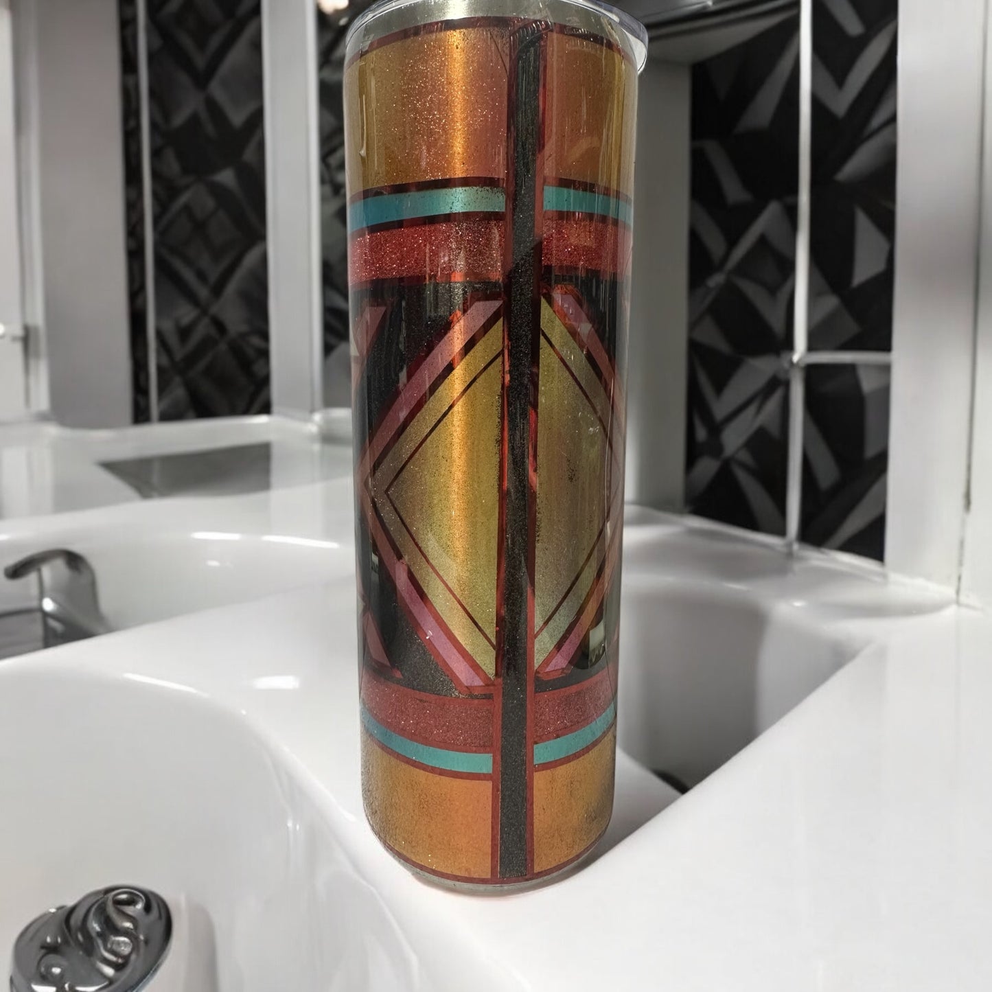 Stunning 20 oz Teal/cooper and gold tumbler