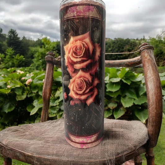 30 oz Pink Roses with stunning vinyl and foil