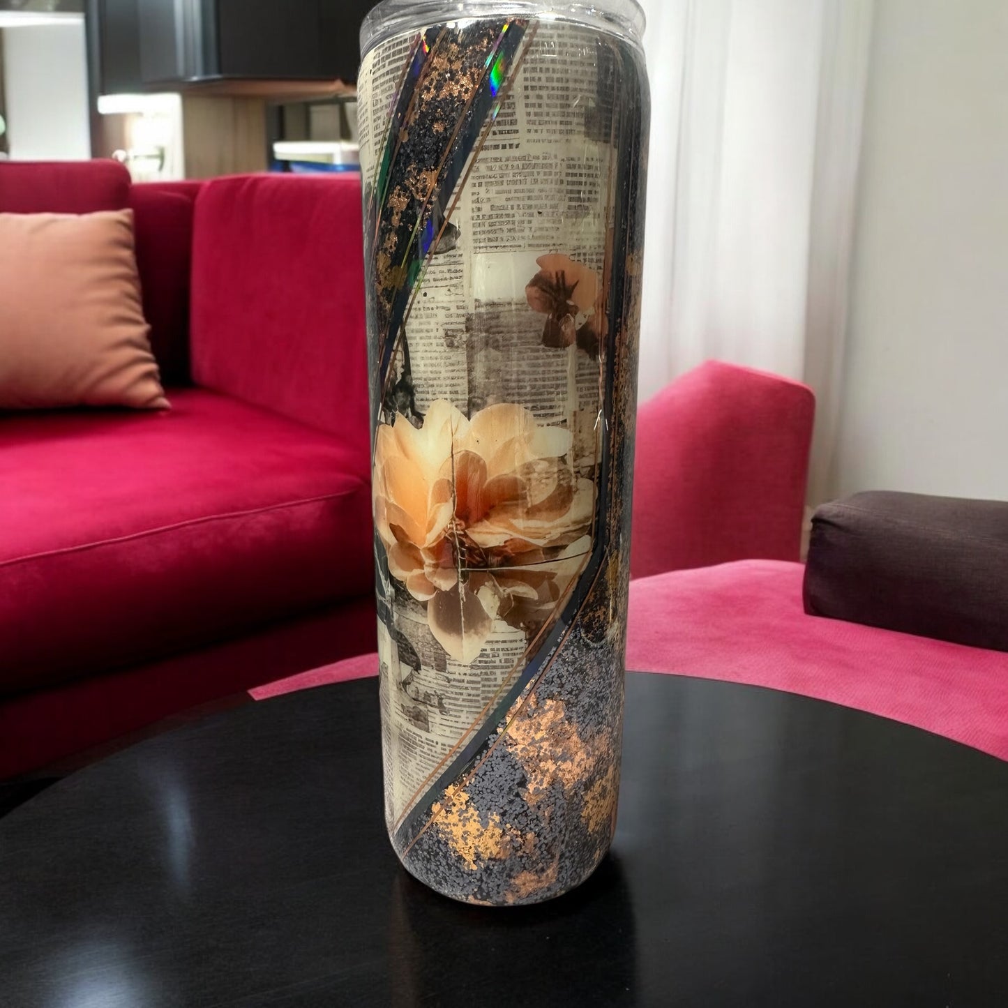 30 oz tumbler with Flower and new paper