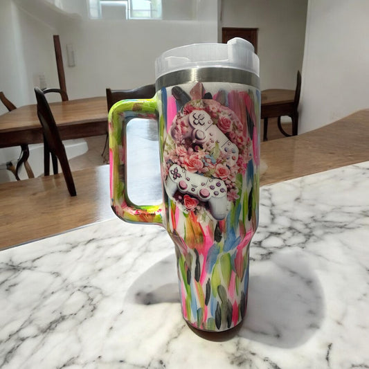 40 oz Paint splatter Gamer tumbler