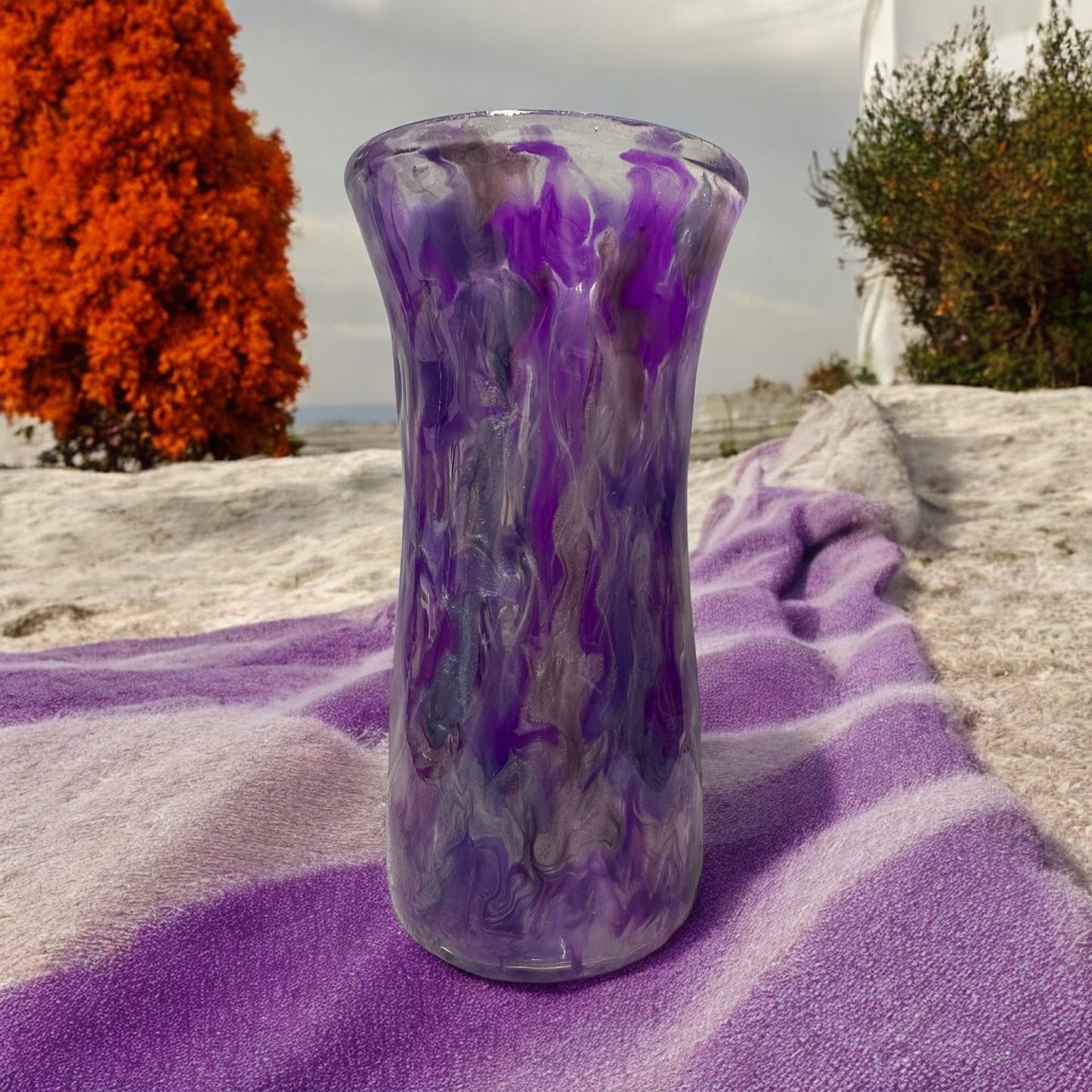 8 inch Purple swirl vase