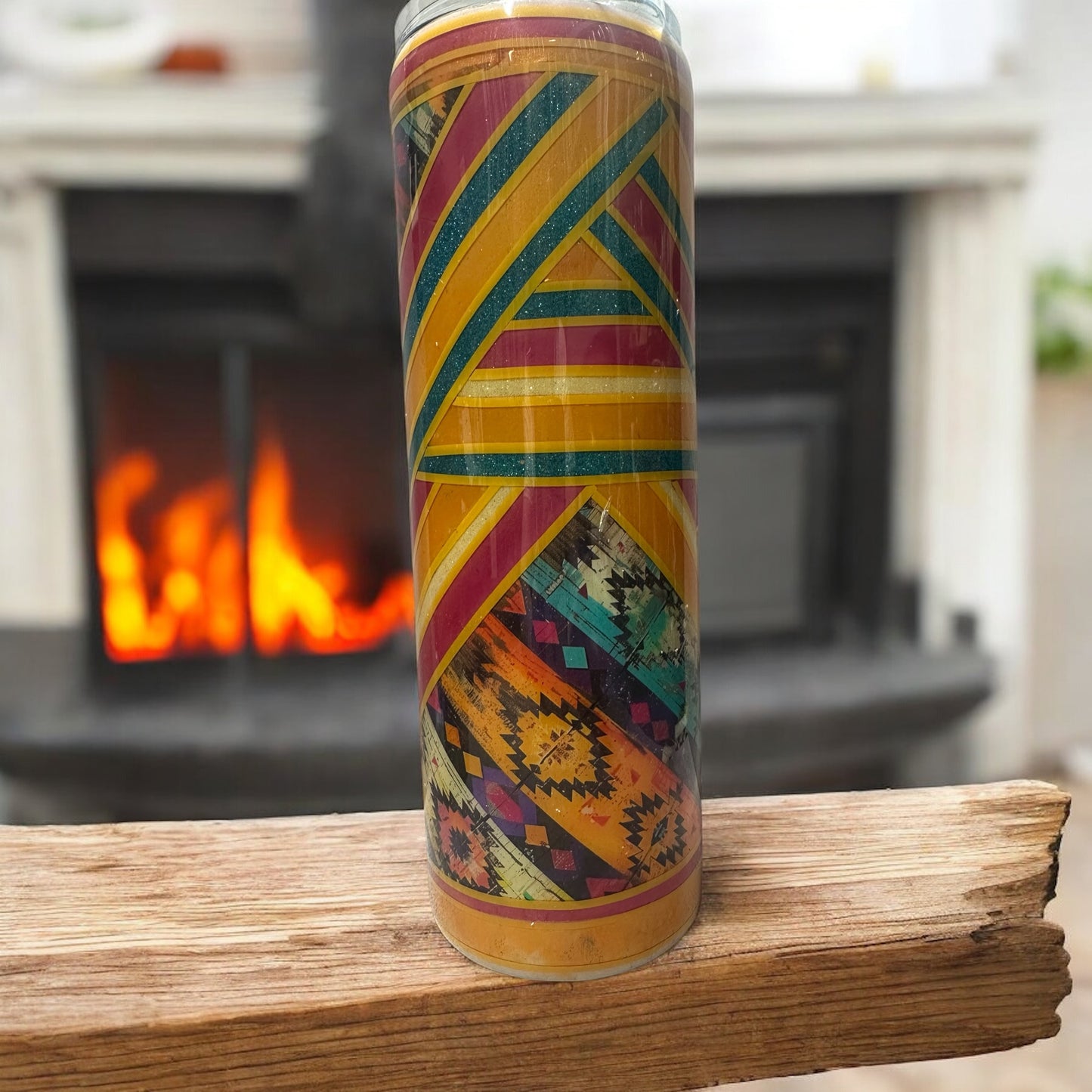 30 oz Aztec and striping tumbler