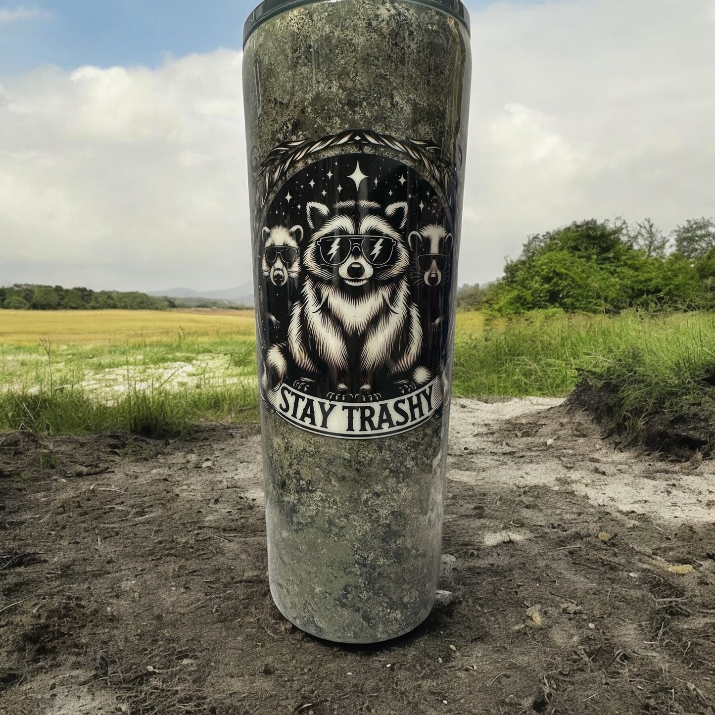 30 oz Army print with Racoons "Stay Trashy" tumbler